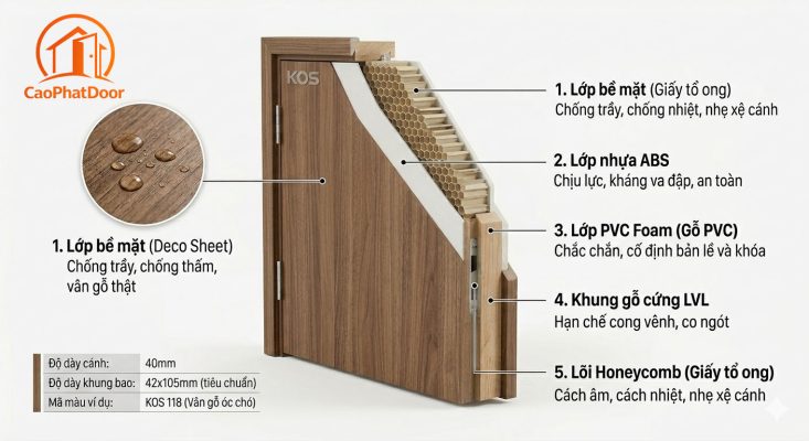 Cấu tạo cửa nhựa ABS Hàn Quốc KOS